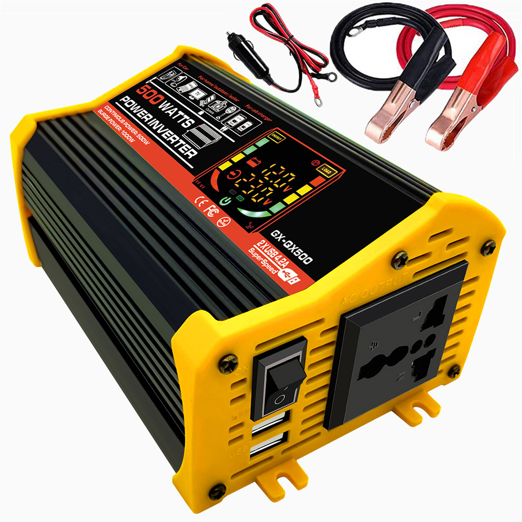 WISH亚马逊ebay12V转220V/110V500W车载逆变器双USB高效变压