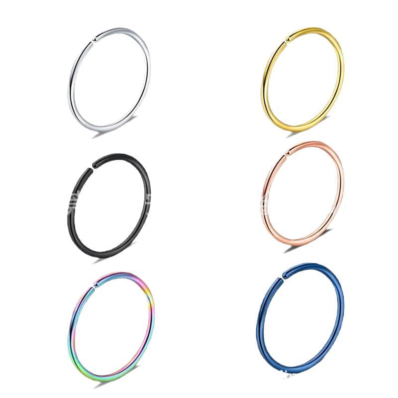 Anillo de nariz falsa de círculo sin agujeros transfronterizos europeo y americano joyería de perforación del cuerpo anillo de Nariz de acero inoxidable anillo de labio