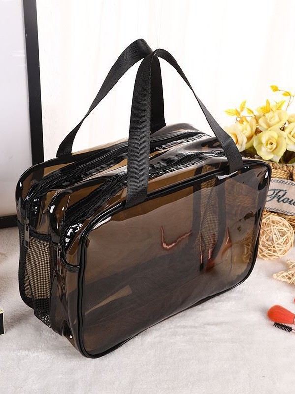 Bolsa de maquillaje de PVC transparente sin logotipo separación seca y húmeda de gran capacidad portátil impermeable almacenamiento de lavado bolsa de almacenamiento de natación image 1