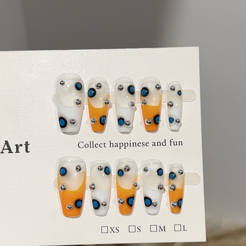 Purely Handmade Wearable Nails, High-End Yellow French Manicure Patches, Ins Style European and American Whitening Hand-Painted Fake Nail Patches