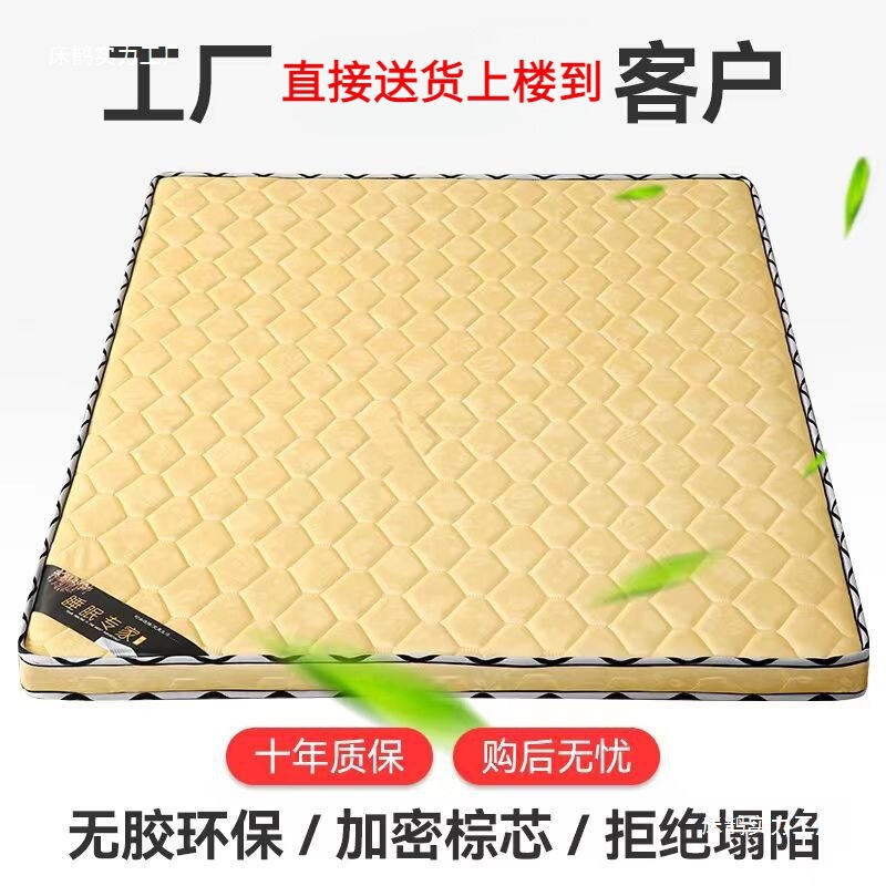 Brown Mat Eco-Friendly Coconut Palm Mattress Double 1.5m Thickened 1.8 Soft and Hard Palm Simmons Thin Children's Folding
