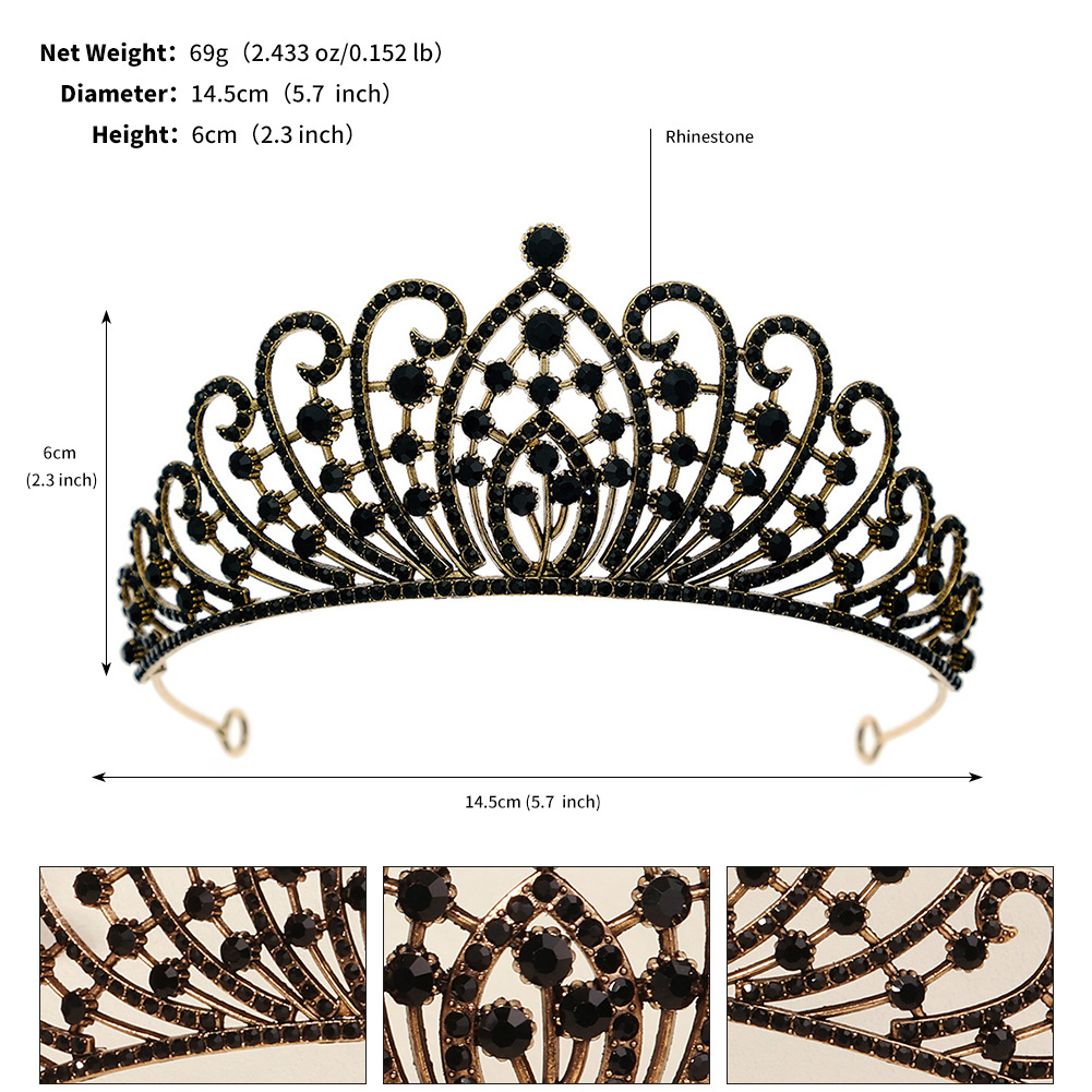 240g Weight Crown Hair Accessories Type Rhinestones, Pearl Inlay Material 1 Piece Quantity Wedding, Party Occasion Alloy Material Halloween Festival Crown Pattern Women's Gender Inlay Design Cool Style Style Halloween Cool Style Women's Crown Alloy Inlay Rhinestones Pearl Crown 32