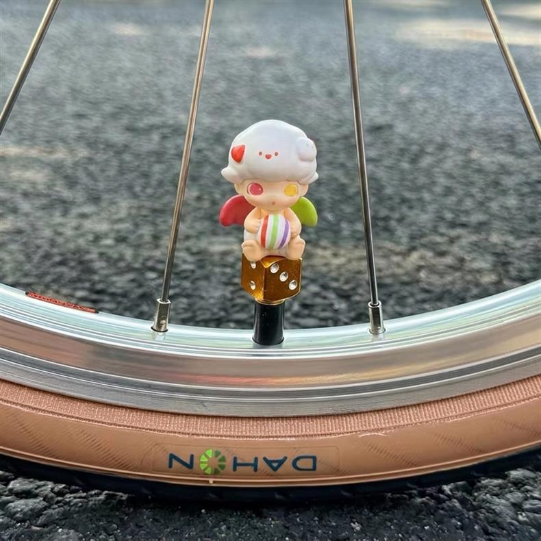 Cute bicycle Dimoo valve cap, universal for decorating Dahon, Brompton, folding, road, and mountain bikes