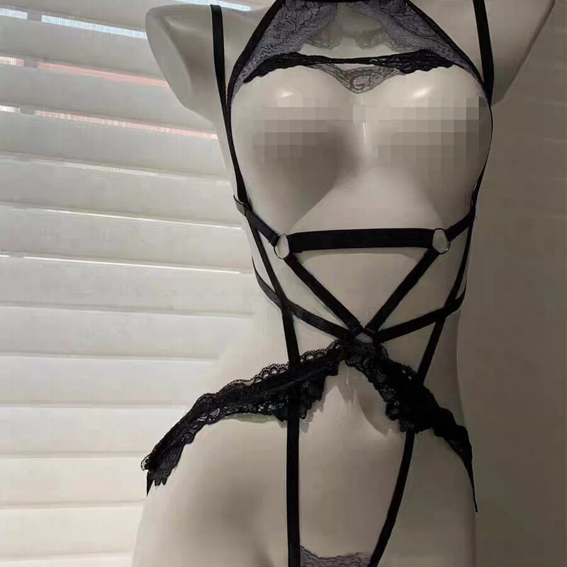 Big Girl Style Sexy Lingerie Sm Bondage Lace Patchwork Uniform Set for Women Wholesale