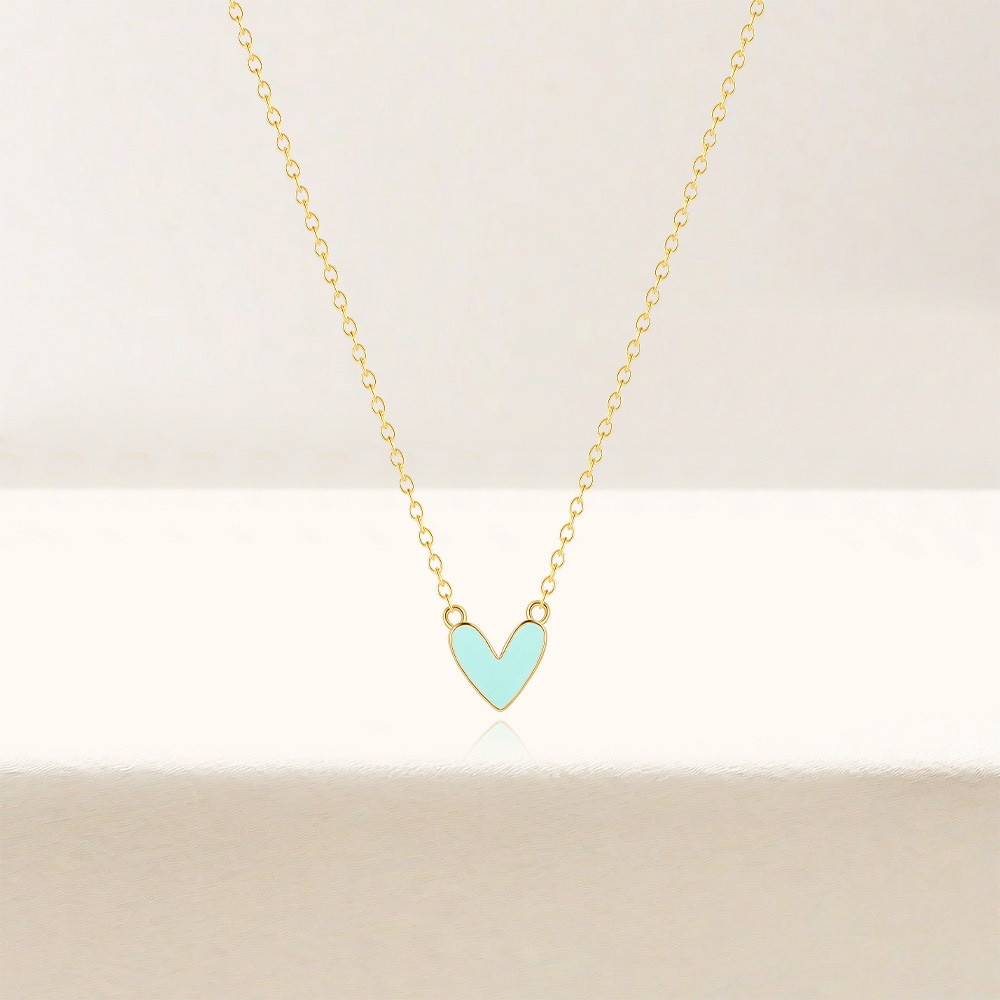 925 Sterling Silver Heart Shape 925 Sterling Silver Cable Chain Pendant Necklace display picture 4