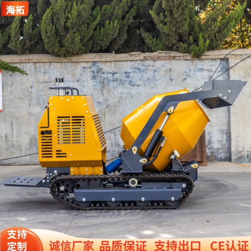 出口欧美海拓HT750工程用水泥搅拌罐 家用小型履带式混凝土搅拌车