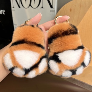 [Cute Tiger Claw] Real Rex Rabbit Hair Car Keychain Pendant Plush Doll Doll Bag Pendant Gift