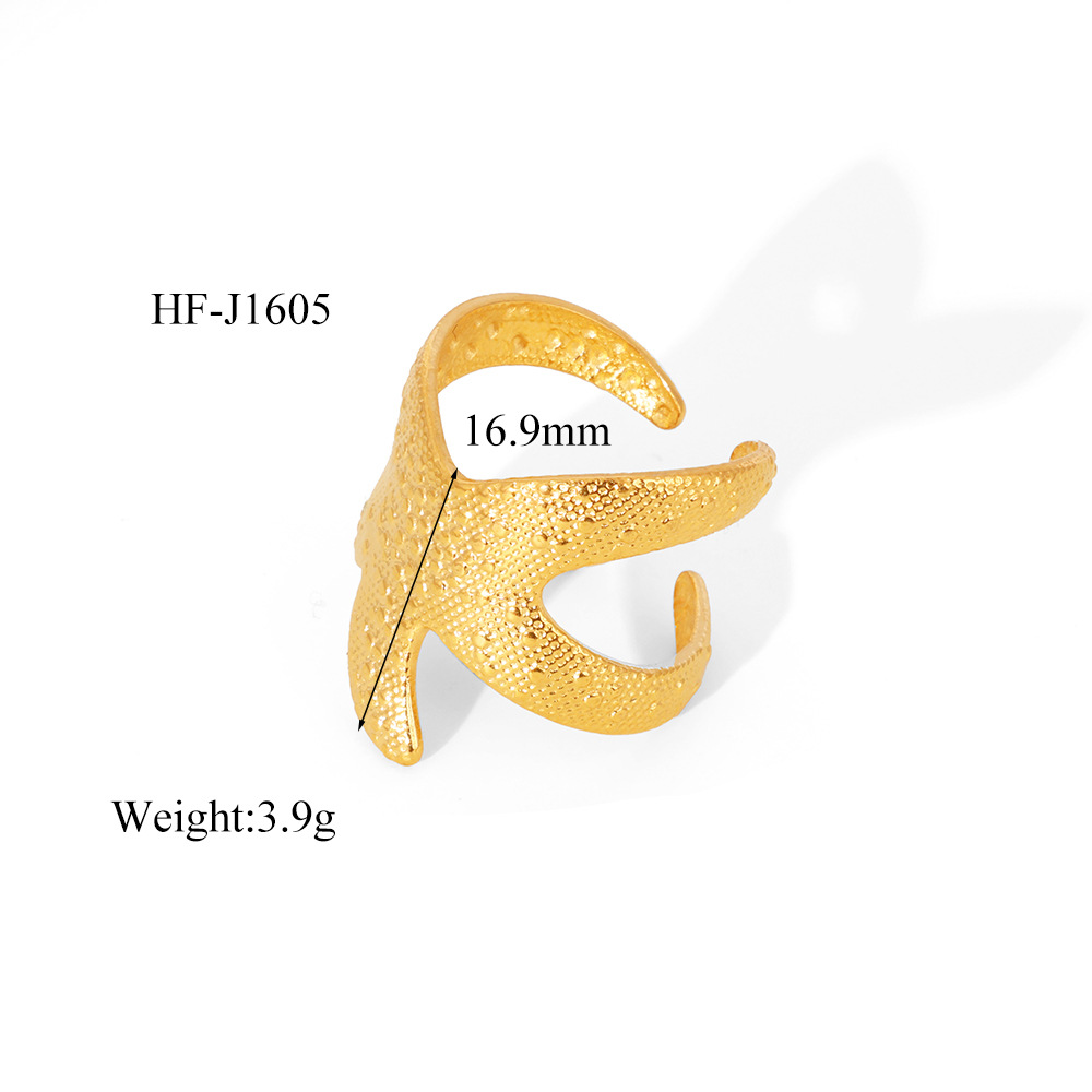 Pulsera de martillo estrella de mar con sentido de alta calidad exagerada de la personalidad Pulsera de acero inoxidable de lujo ligero de nicho 18K al por mayor