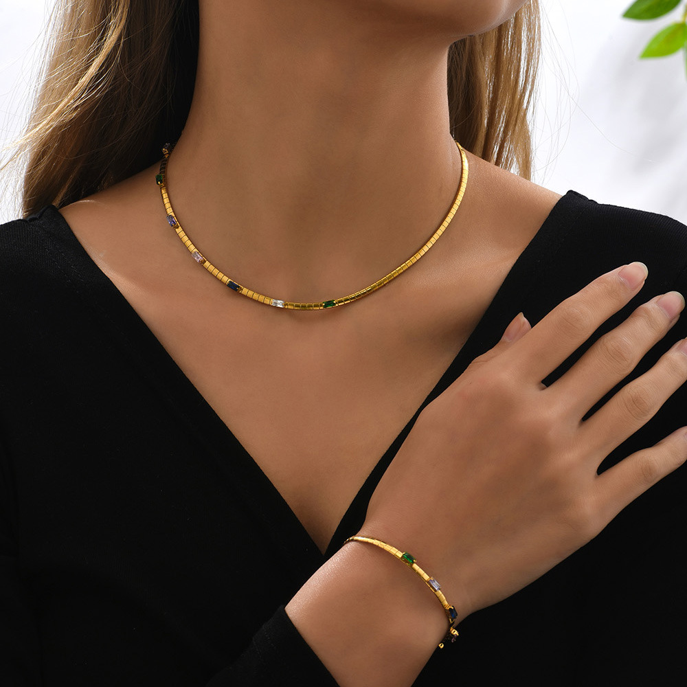 Simple Style Geometric Titanium Steel Plating Bracelets Necklace 1 Piece