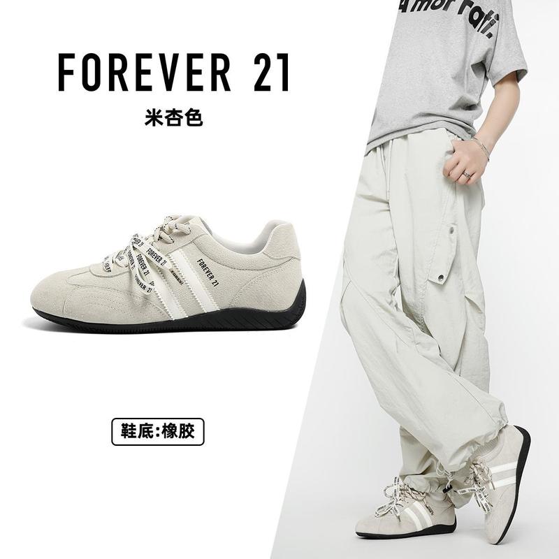 F21真皮红色军训赛车德训女男鞋橡胶底情侣鞋秋天单鞋潮流休闲鞋|undefined