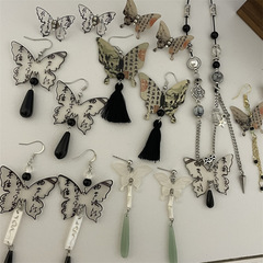 新中式水墨蝴蝶配飾超仙氣質流蘇耳墜耳環高級感輕奢中國風項鍊