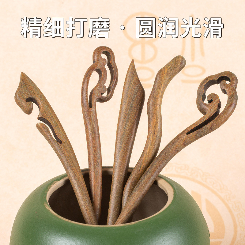 Accesorios para el cabello Hanfu horquilla de sándalo verde nuevo estilo chino tocado de sentido alto al por mayor