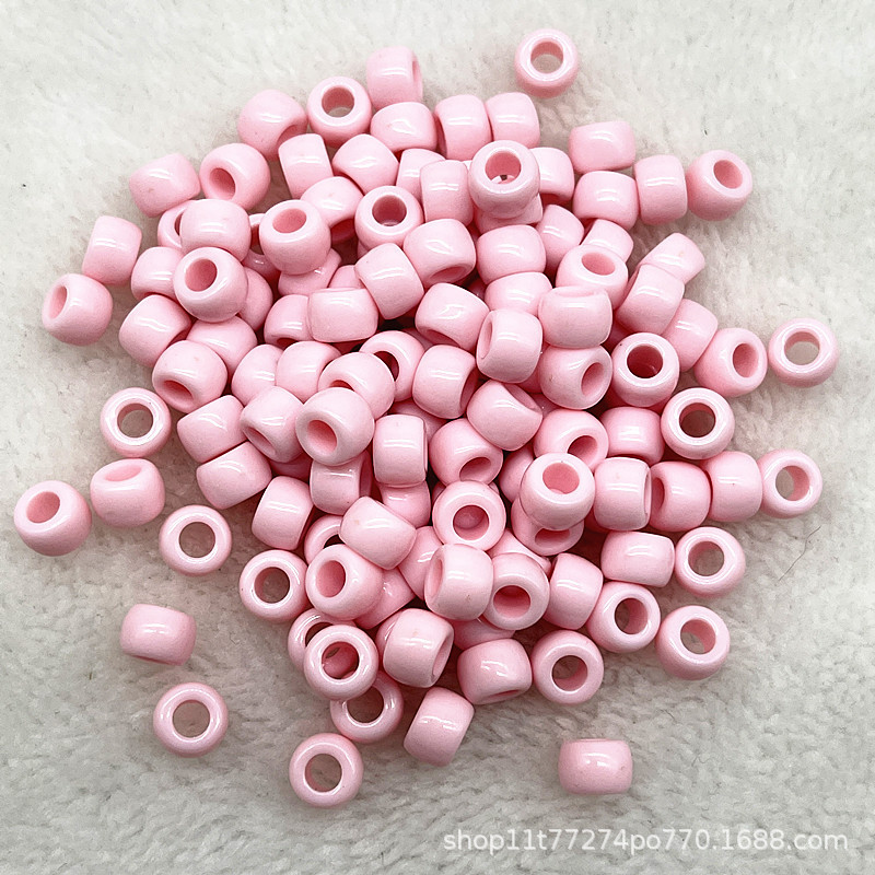 50個の6x9mmの大きな穴の玉のカラーの桶の玉のアクリルの材料のポニービーズのお下げのかつらの数珠の散珠|undefined