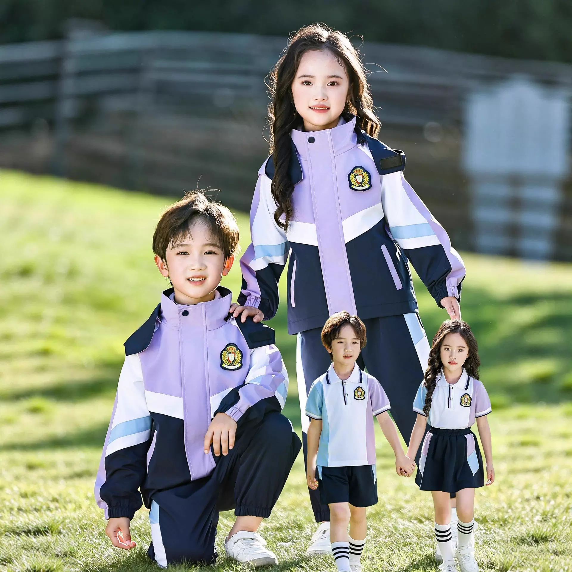 幼儿园园服春秋装一年级冲锋衣三件套儿童班服秋冬运动小学生校服