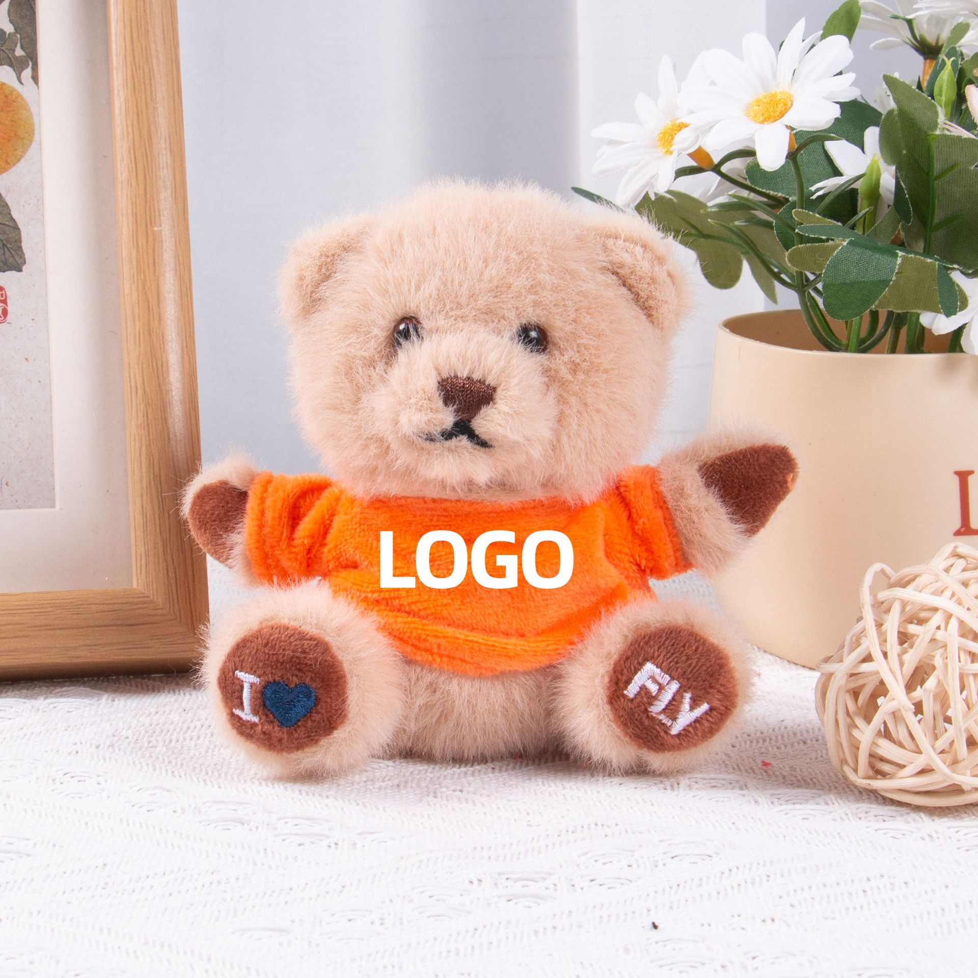 Teddy Bear Keychain Colgante logotipo impresa mochila juguetes de peluche regalos de graduación al por mayor