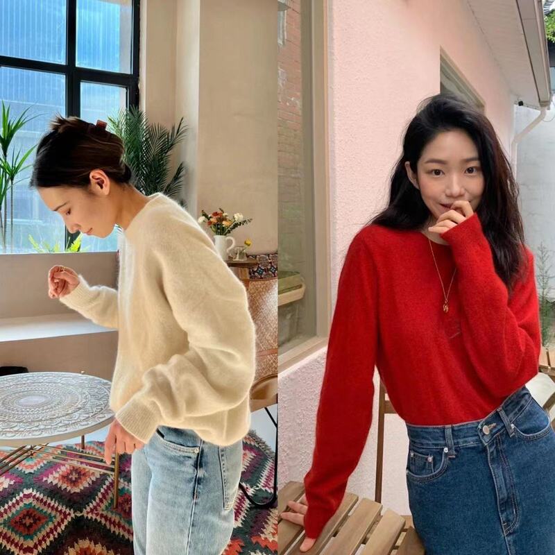 【Clearance Sale 160】Angora Ultra-Fine Alpaca Wool Color-Spun Round Neck Oversized Knit Sweater 【Clearance Sale 160】Angora Ultra-Fine Alpaca Wool Color-Spun Round Neck Oversized Knit Sweater
