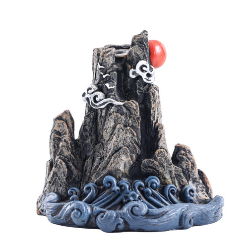 Creative backflow incense burner resin retro flowing cloud incense burner entrance ornaments incense burner aromatherapy burner large mountain water burner