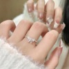 Universal cute silver adjustable ring for princess with bow