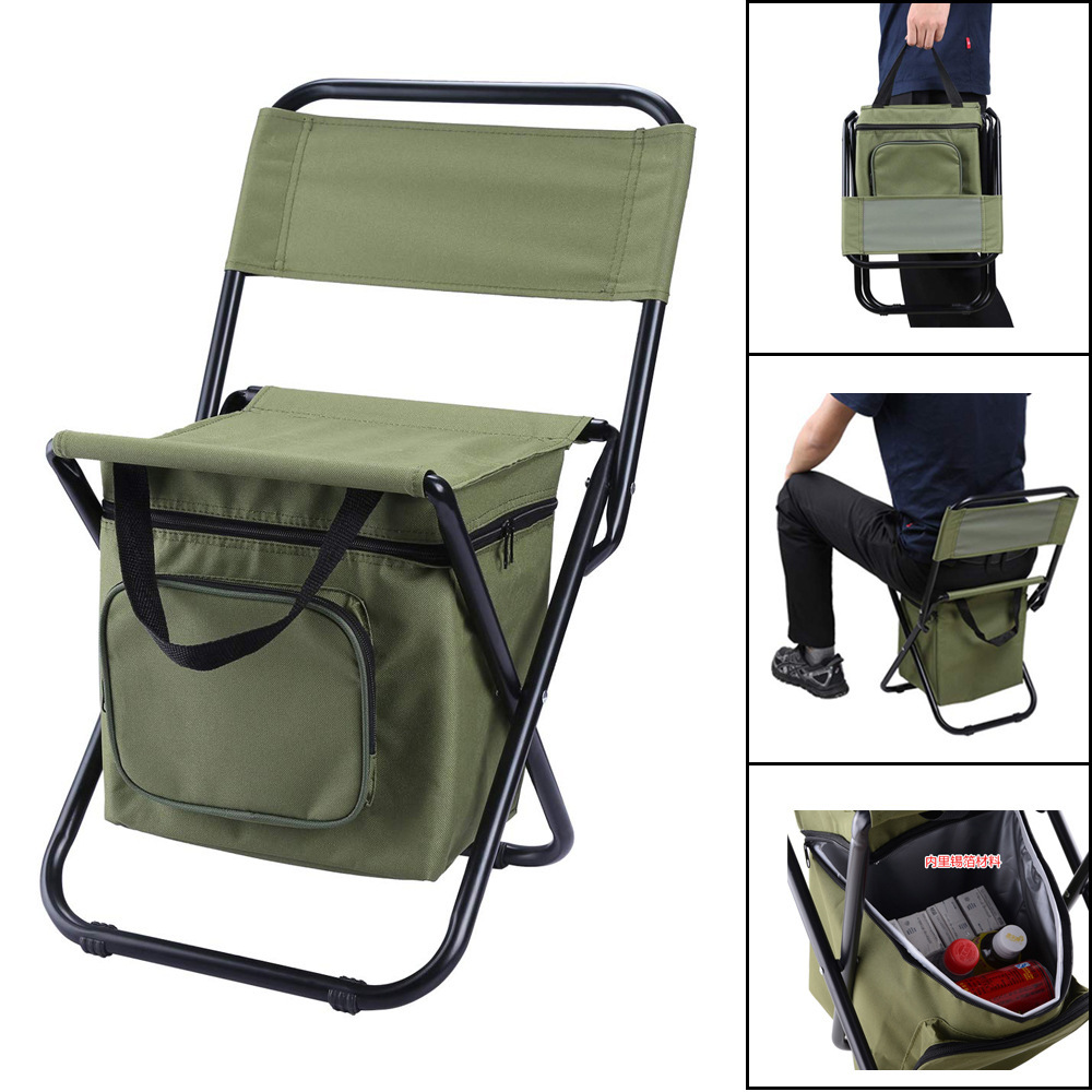 Al Aire Libre portátil ocio camping pesca silla plegable bolsa de hielo silla con bolsa de almacenamiento con función de aislamiento respaldo tres en uno