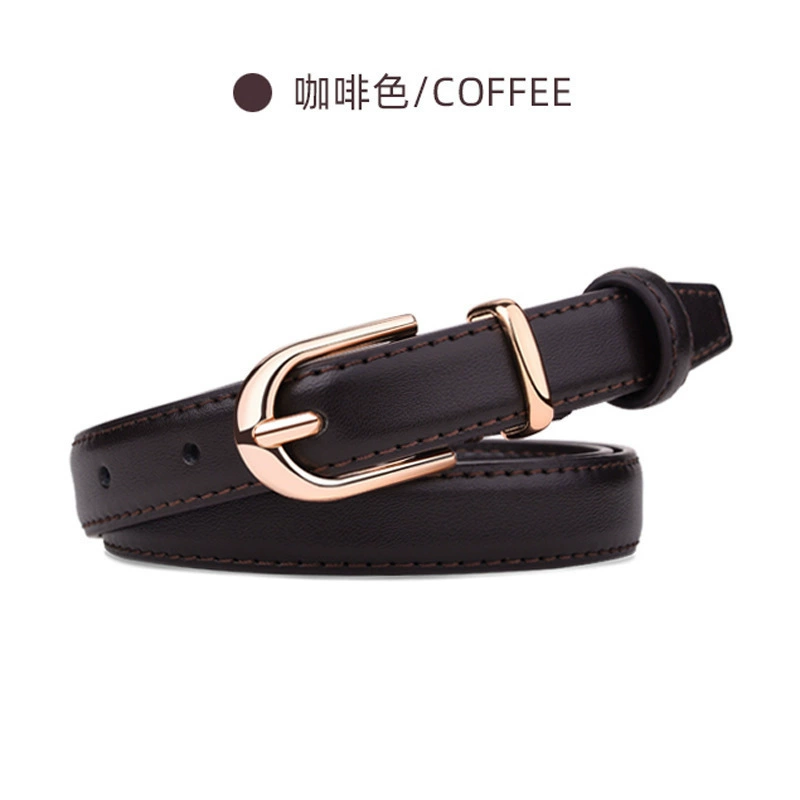 Belt genuine leather, slim universal casual belt for jeans, lengths 90–110 cm