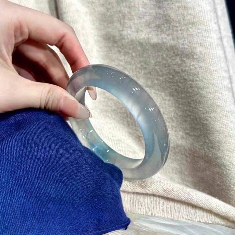 Certified High-Quality Ice Blue Jade Bracelet, Water Foam Jade Bracelet, Quartz-Like Jade Sky Blue Bracelet, Emerald Color Gift Item Certified High-Quality Ice Blue Jade Bracelet, Water Foam Jade Bracelet, Quartz-Like Jade Sky Blue Bracelet, Emerald Color Gift Item