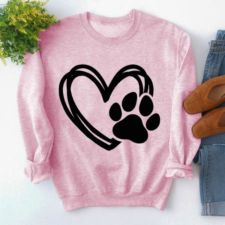 Amazon estación independiente en stock jersey de cuello redondo simple superior manga larga impresa suéter suelto transfronterizo Comercio exterior al por mayor