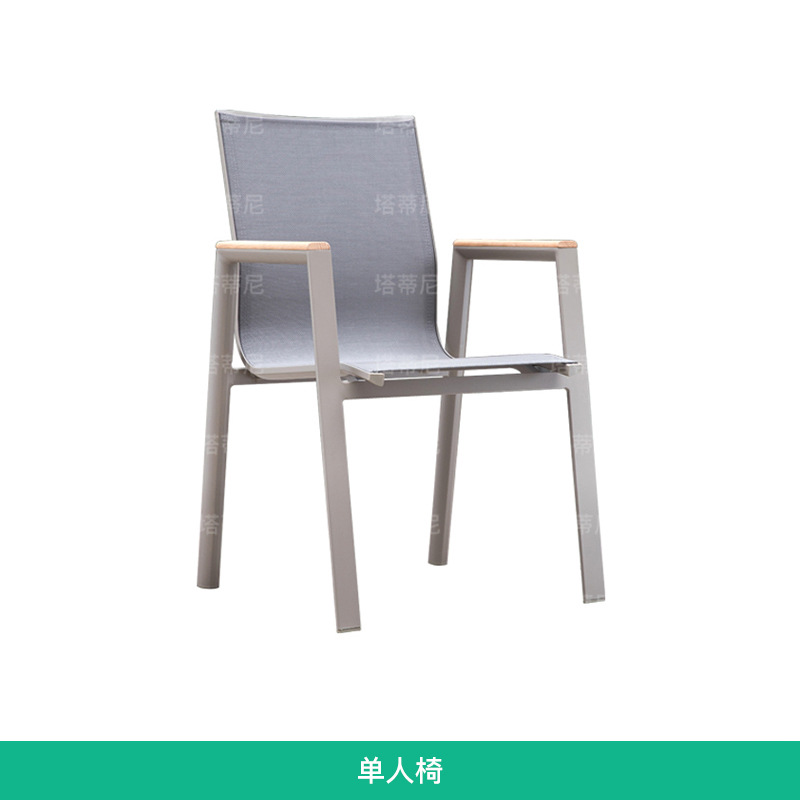 Mesa y silla de patio al aire libre Jardín al aire libre terraza diseño impermeable Mesa larga Hotel Villa Residencial Mesa y silla de teca combinación