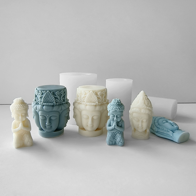 Jiahui belleza estatua de Buda aromaterapia vela molde de silicona DIY Buda jabón hecho a mano fragante piedra yeso decoración molde