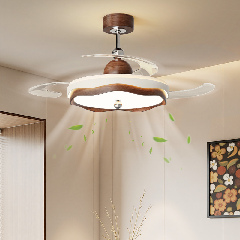 Medieval Simple Style Bedroom Dining Room Fan Lamp Invisible Fan Blade Ceiling Fan Lamp Study Smart Silent Fan Lamp Lamp