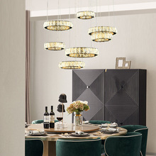 2021新款别墅圆环会所吊灯复式楼大吊灯客厅灯简约现代楼梯水晶灯