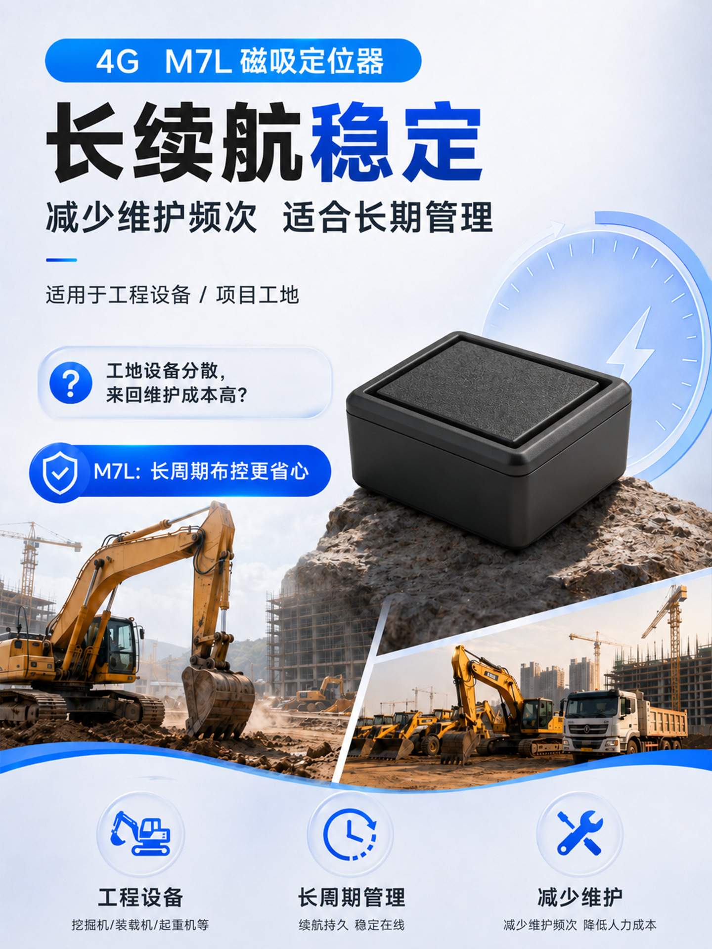 GPS locator 4G ultra-long standby strong magnetic installation-free tracker for car loans wireless Beidou GPS positioning device