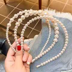 New Pearl Headband Retro Korean Outfit Headband Fairy-like Mori Style Hair Pin Fashionable and Versatile Face Slimming Hair Accessory