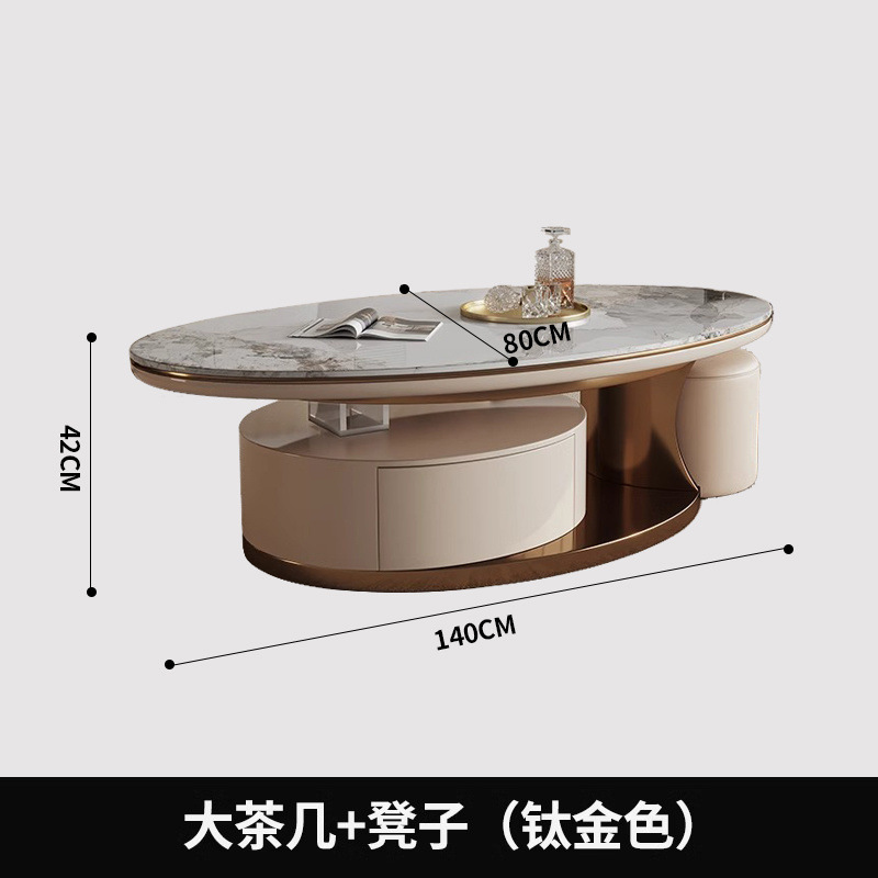 Moderno minimalista italiano de lujo mesa de té de tabla de roca sala de estar casa combinación de tamaño oval diseño creativo