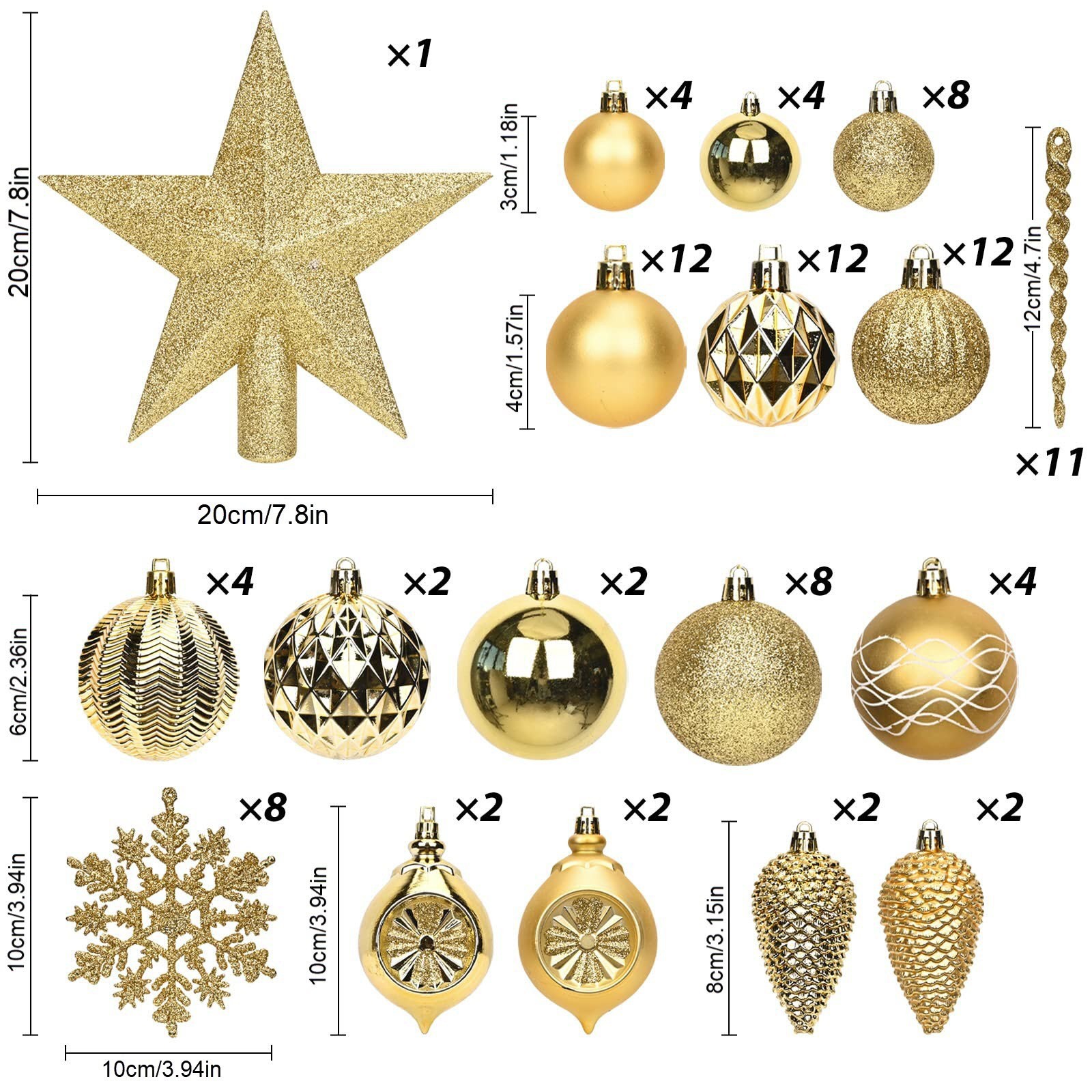 2024 nuevos colgantes de decoración de Navidad set de bolas de Navidad más de 100 estilos de colgantes de decoración de árbol de Navidad