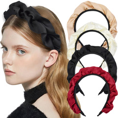 歐美跨境高顱頂大腸褶皺發箍女寬邊髮飾顯臉小復古高級感飾品髮夾