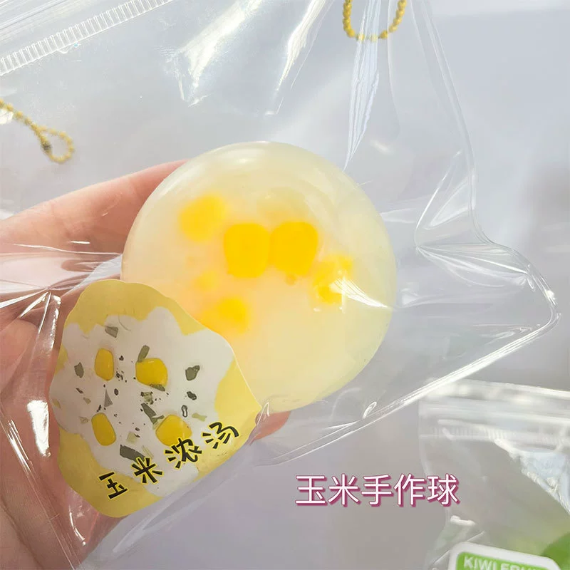 Игрушка DIY фруктовый слайм-шар, антистресс (клубника/киви/кукуруза), 8 см