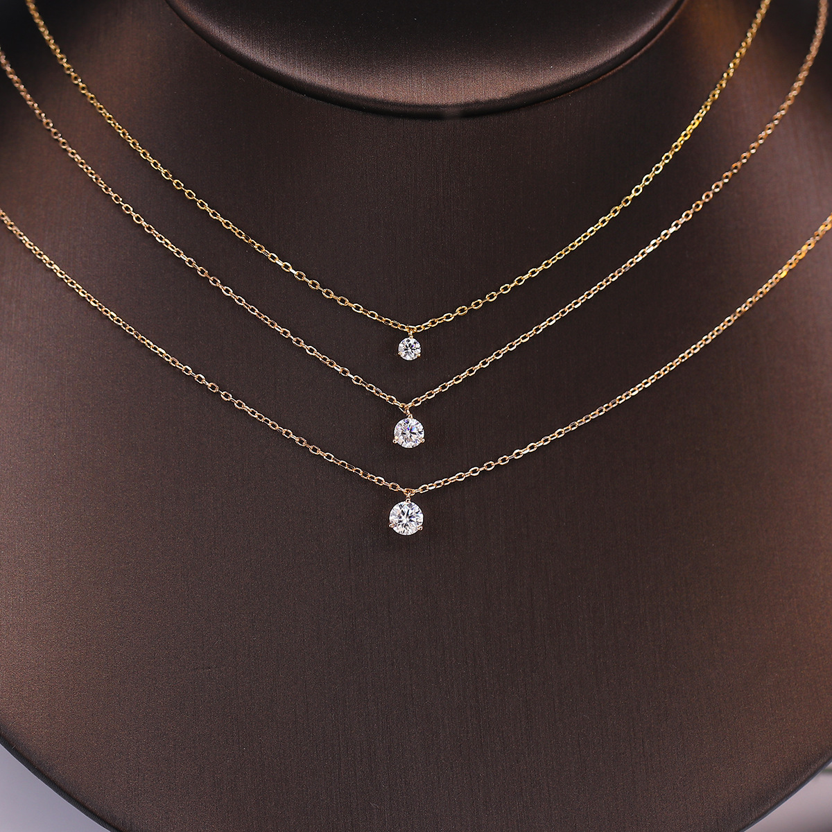 1g Weight 925 Sterling Silver Moissanite Cable Chain Geometric Pendant Necklace