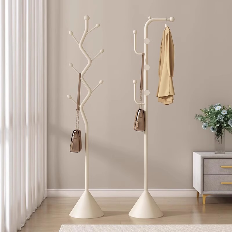 Cream Windbreaker Rack Bedroom Floor-Standing Clothes Rack Home Entrance Entrance Hanging Clothes Vertical Iron Bed and Breakfast Coat Rack