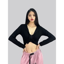爵士舞屁帘跳舞嘻哈街舞高级感叠穿神器女遮臀格子不规则衬衫女
