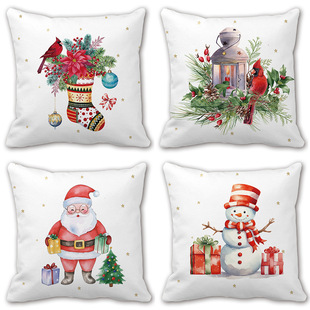 Amazon New Christmas Pillow Printed Christmas Stockings Christmas Truck Pillow Cover Snowman Cushion Wholesale