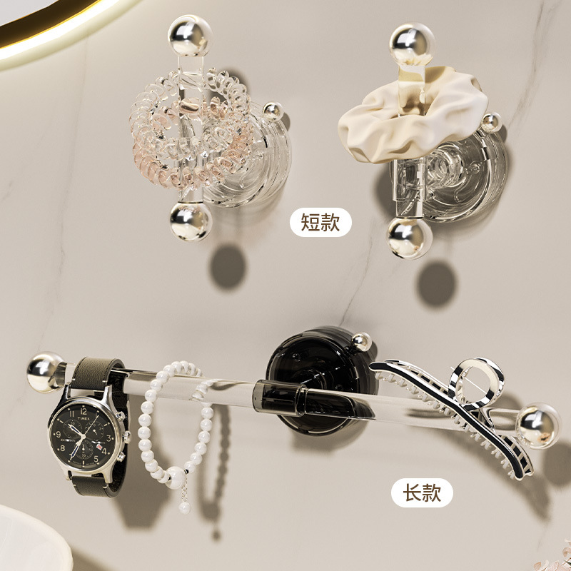 Gancho de cuerda de cabeza de ventosa Estante sin perforaciones, anillo para el cabello, banda de goma, accesorios para el cabello, gancho para colgar, lavado de cara de baño, muñequera, estante de almacenamiento