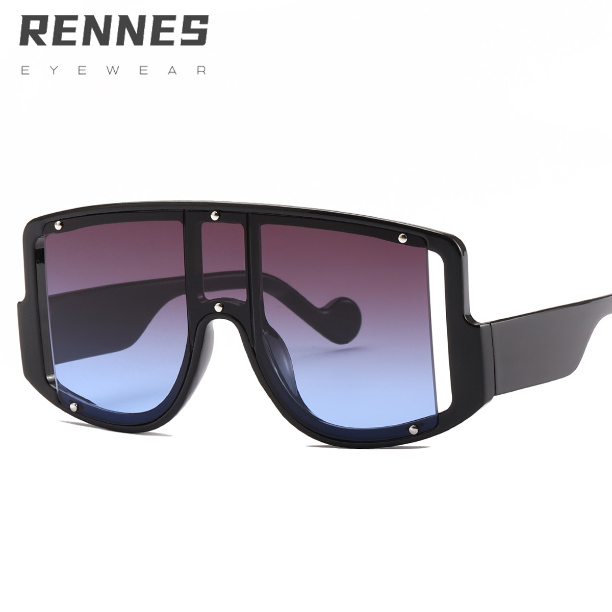 Nuevas gafas de sol punk de una sola pieza 8263 gafas de sol de remache de moda europea y americana gafas de sol de Marco grande transfronterizo de las mujeres