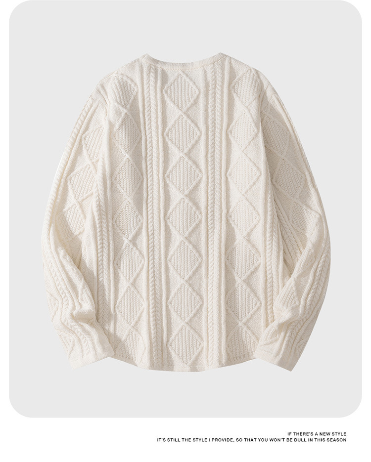 Pull oversize en maille torsadée pour femme, col en V, coupe ample et décontractée, couleur unie, idéal pour les superpositions automnales._voghion.com