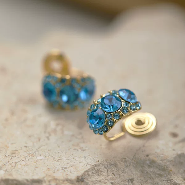 Twilight Cold Brew Blue Korean Niche Design High-End Spring and Summer Earrings Simple C-Shaped Mosquito Coil Ear Clips