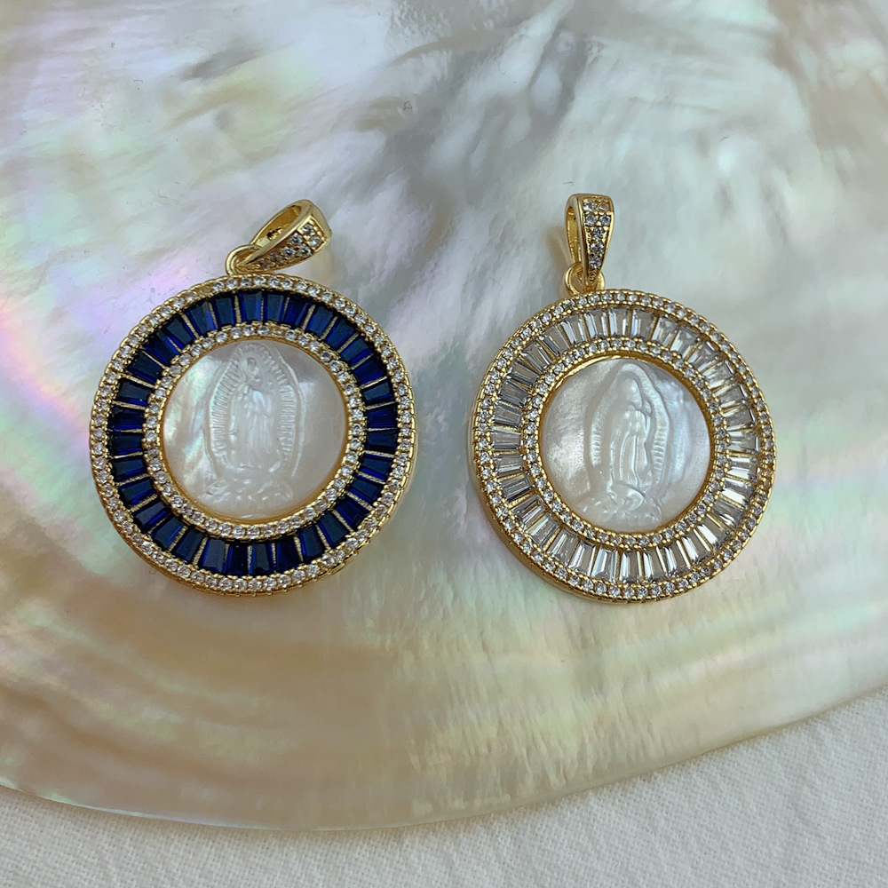 15g Weight Zircon Inlay Material Charms Classification 1 Piece Quantity Shell, Copper Material Round Pattern Plating, Inlay Design Retro, Roman Style Style 1 Piece Shell Copper Zircon Round 无