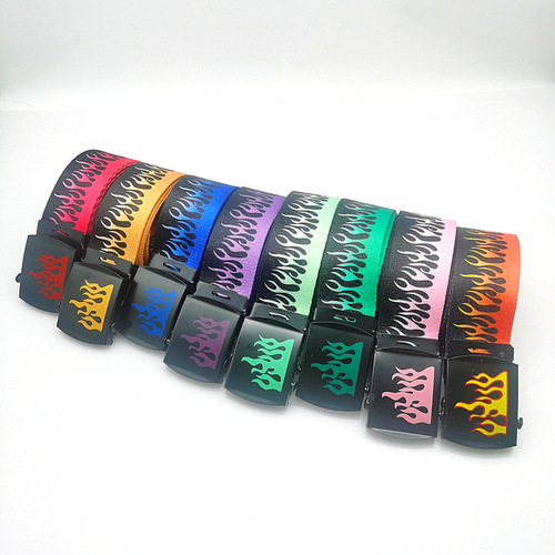 Trendy brand Harajuku fashionable hip-hop belt Korean style trendy men's canvas belt personalized casual flame nylon belt
