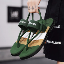 跨境夏季新款沙滩人字拖男时尚户外男士厚底凉拖外贸款凉鞋定制