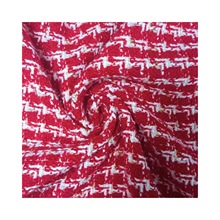 粗纺格子女式呢面料红色小香风时尚服饰女士夹克衫连衣裙粗毛呢