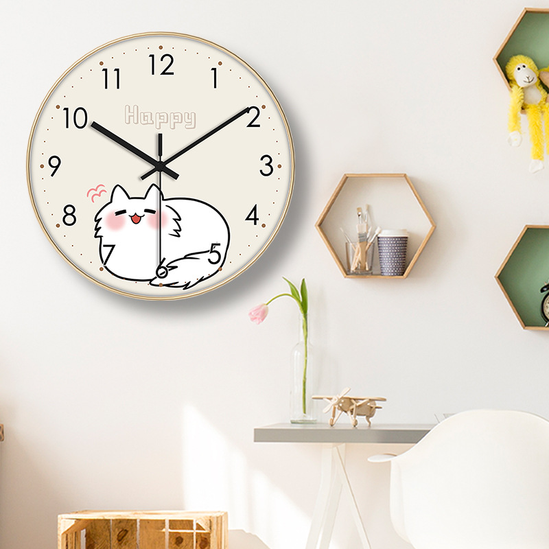 Fábrica personalizada al por mayor de dibujos animados para niños reloj creativo reloj de pared simple sala de estar dormitorio pared ponche-colgante de pelo libre image 5
