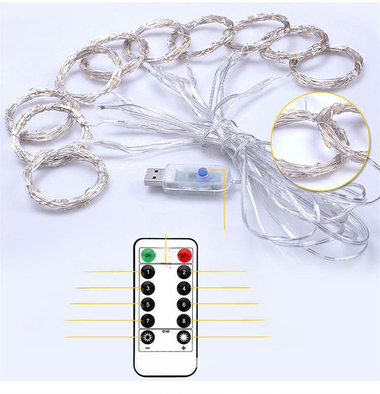USB Remote Control 3*3 Copper Light Curtain Lights 300LED Ice Strink…